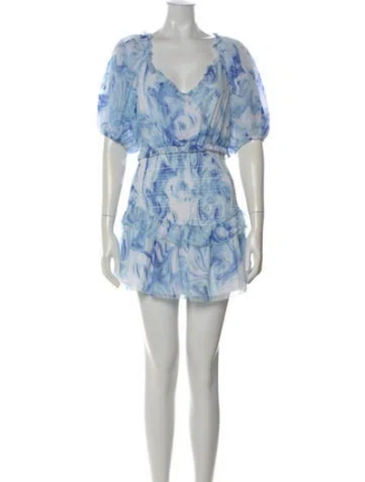 Pre-owned Saylor Printed Mini Dress In Blue