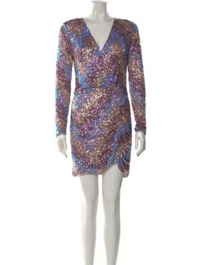 Pre-owned Saylor Printed Mini Dress In Blue