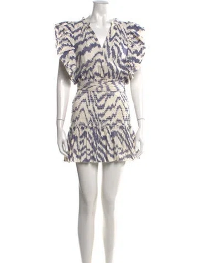 Pre-owned Saylor Printed Mini Dress In Blue