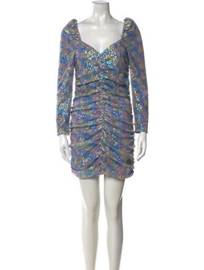 Pre-owned Saylor Printed Mini Dress In Blue