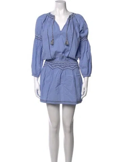 Pre-owned Saylor Printed Mini Dress In Blue