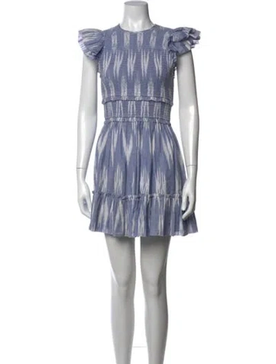 Pre-owned Saylor Printed Mini Dress In Blue