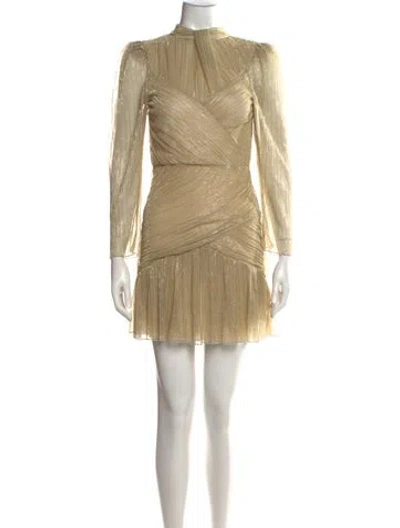 Pre-owned Saylor Printed Mini Dress In Gold/metallic