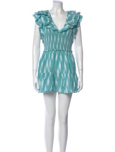 Pre-owned Saylor Printed Mini Dress In Green