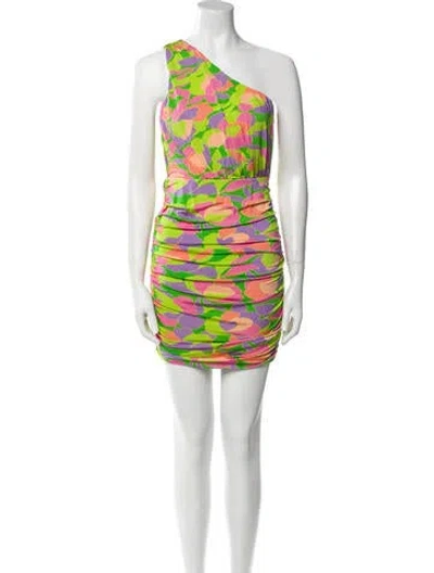 Pre-owned Saylor Printed Mini Dress In Green