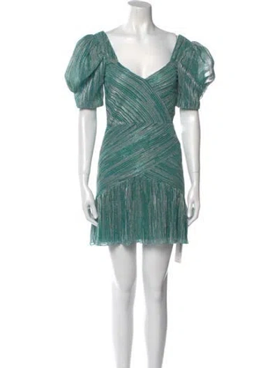 Pre-owned Saylor Printed Mini Dress In Green