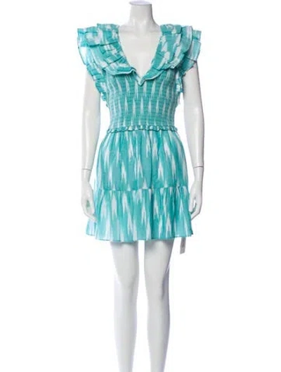Pre-owned Saylor Printed Mini Dress In Green