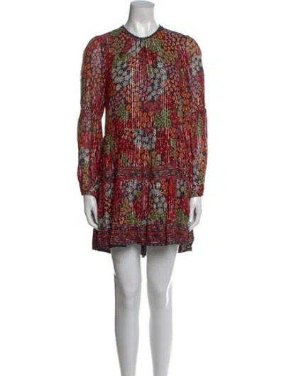Pre-owned Saylor Printed Mini Dress In Red