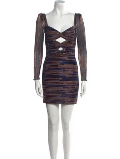 Pre-owned Saylor Printed Mini Dress In Silver