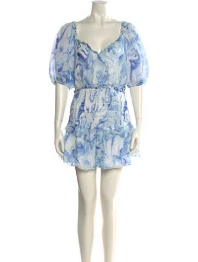 Pre-owned Saylor Printed Mini Dress W/ Tags In Blue