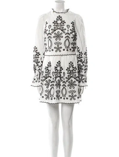 Pre-owned Saylor Printed Mini Dress In White
