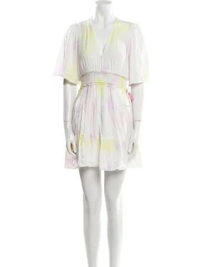 Pre-owned Saylor Printed Mini Dress In White