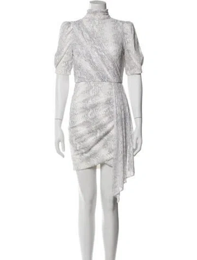 Pre-owned Saylor Printed Mini Dress In White