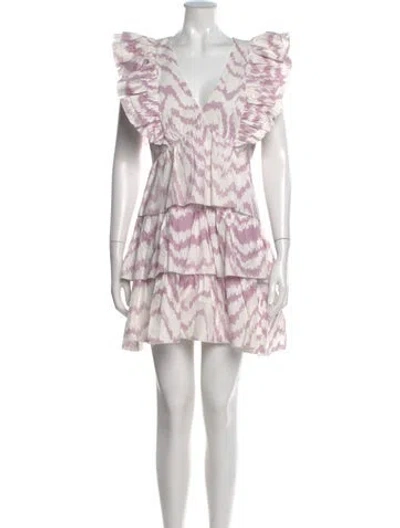 Pre-owned Saylor Printed Mini Dress In White