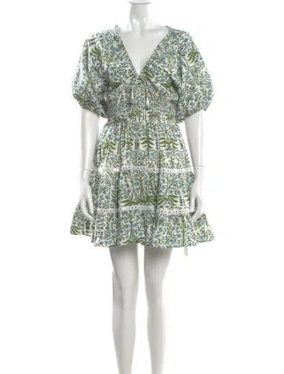 Pre-owned Saylor Printed Mini Dress In White