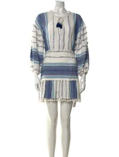 Pre-owned Saylor Printed Mini Dress In White