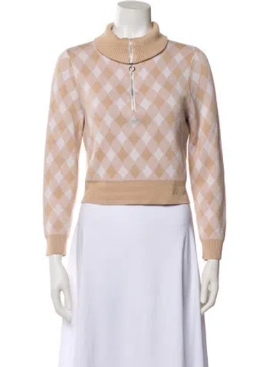 Pre-owned Saylor Printed Mock Neck Sweater In Neutral