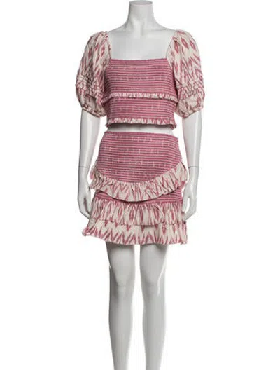 Pre-owned Saylor Printed Ruffle Embellishment Skirt Set In Pink