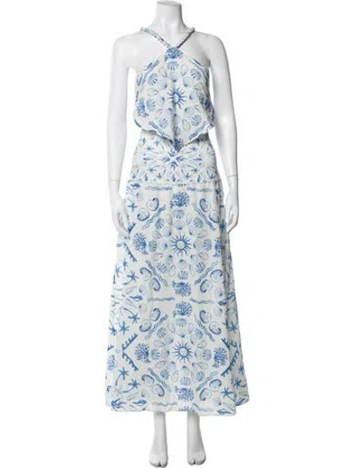 Pre-owned Saylor Printed Skirt Set In Blue/white