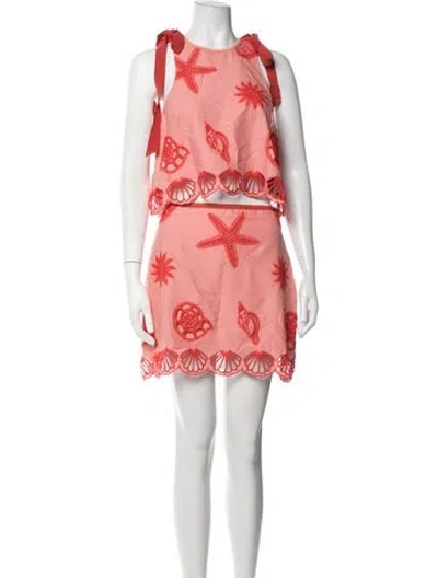 Pre-owned Saylor Printed Skirt Set In Orange