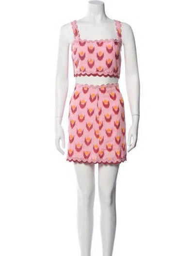 Pre-owned Saylor Printed Skirt Set In Pink