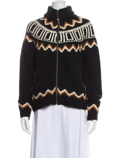 Pre-owned Saylor Printed Turtleneck Sweater In Black