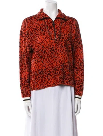 Pre-owned Saylor Printed V-neck Sweater In Blue