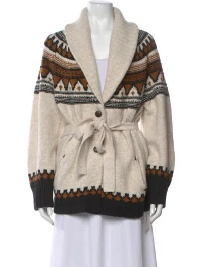Pre-owned Saylor Printed V-neck Sweater In Neutral