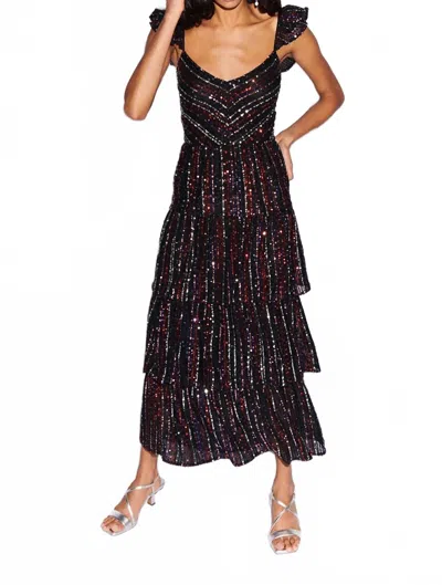 Saylor Quintana Sequin Maxi Dress In Multi In Black
