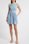 Saylor Renee Stripe Cotton Ppolin Minidress In Blue