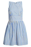 Saylor Renee Stripe Cotton Ppolin Minidress In Blue/yellow