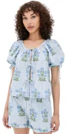 Saylor Rheese Block Print Top Multi In Blue