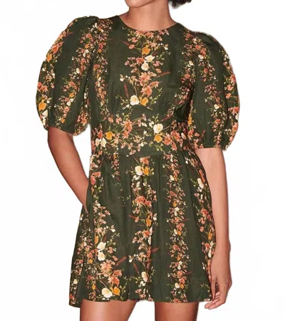 Saylor Roseanne Mini Dress In Floral Stripe In Green