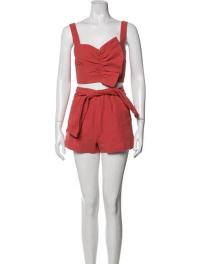 Pre-owned Saylor Ruffle Embellishment Short Set In Red
