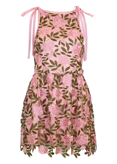 Saylor Saffi Rose Embroidery Mini Dress In Pink