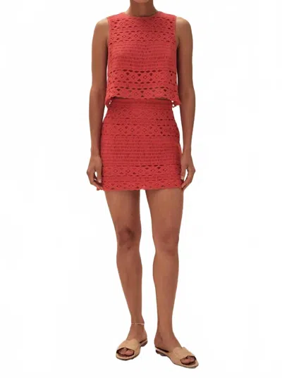 Saylor Samia Crochet Top And Mini Skirt Set In Poppy Red