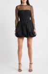 Saylor Saoirse Stud Long Sleeve Minidress In Black