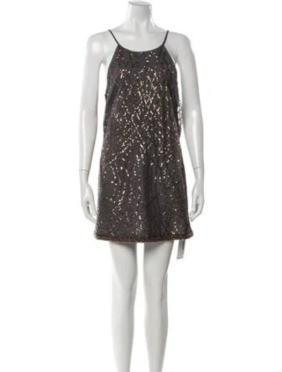 Pre-owned Saylor Scoop Neck Mini Dress In Gray