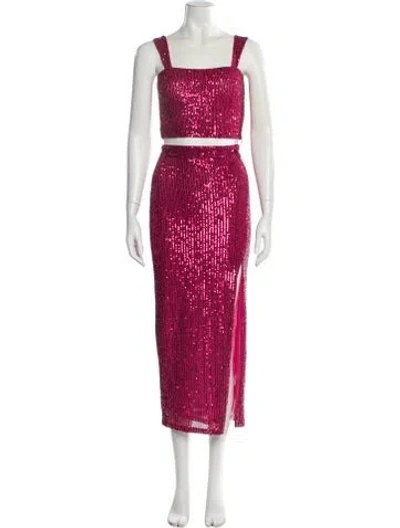 Pre-owned Saylor Sequin Embellishments Skirt Set In Pink