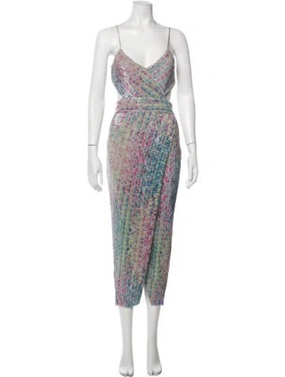 Pre-owned Saylor Sequin Long Dress In Neutral