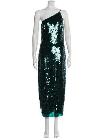 Pre-owned Saylor Sequin Midi Length Dress In Green