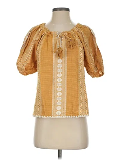 Pre-owned Saylor Short Sleeve Blouse In Gold