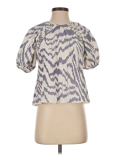 Pre-owned Saylor Short Sleeve Blouse In Ivory
