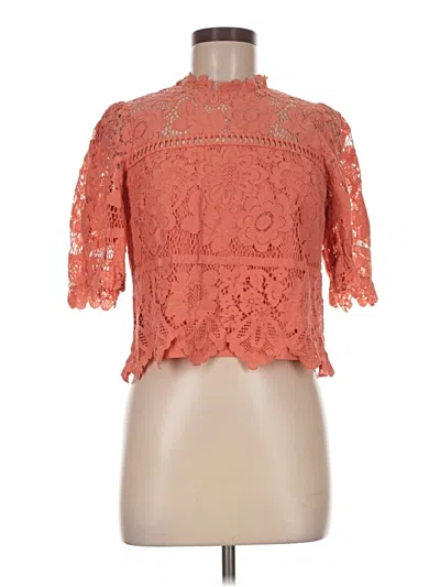 Pre-owned Saylor Short Sleeve Blouse In Orange