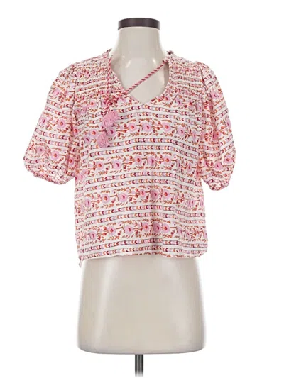 Pre-owned Saylor Short Sleeve Blouse In Pink