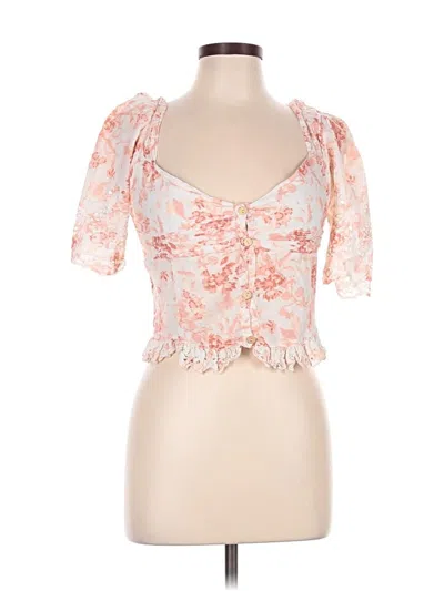 Pre-owned Saylor Short Sleeve Blouse In Pink