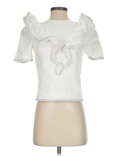 Pre-owned Saylor Short Sleeve Blouse In White