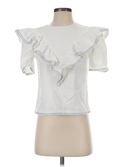 Pre-owned Saylor Short Sleeve Top White Ruffles Neckline Tops
