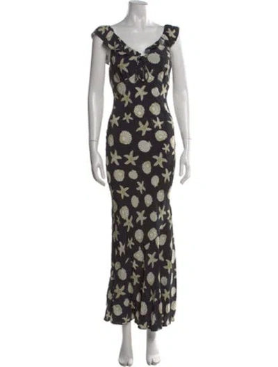 Pre-owned Saylor Silk Long Dress In Black