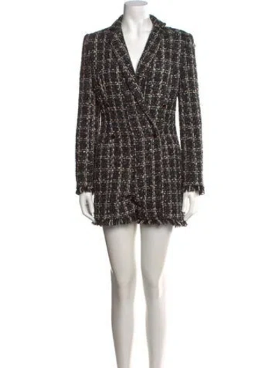 Pre-owned Saylor Silk Tweed Pattern Jumpsuit In Black
